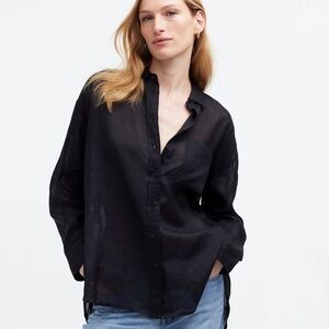 NWOT Madewell Oversized Shirt in Ramie (Black, Size M)